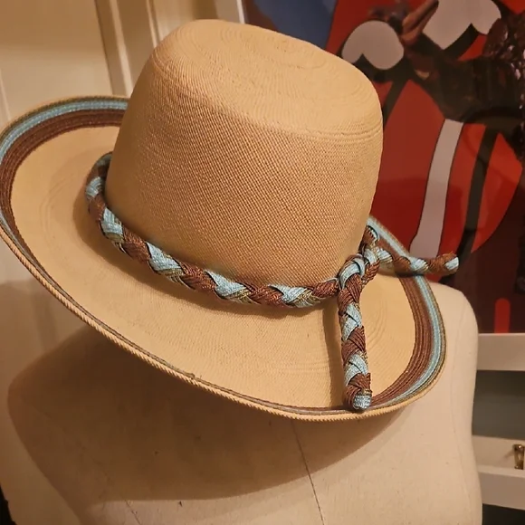 Yves Saint Laurent Tan Hat with Blue Trim Ysl Cap - Etsy main image 3